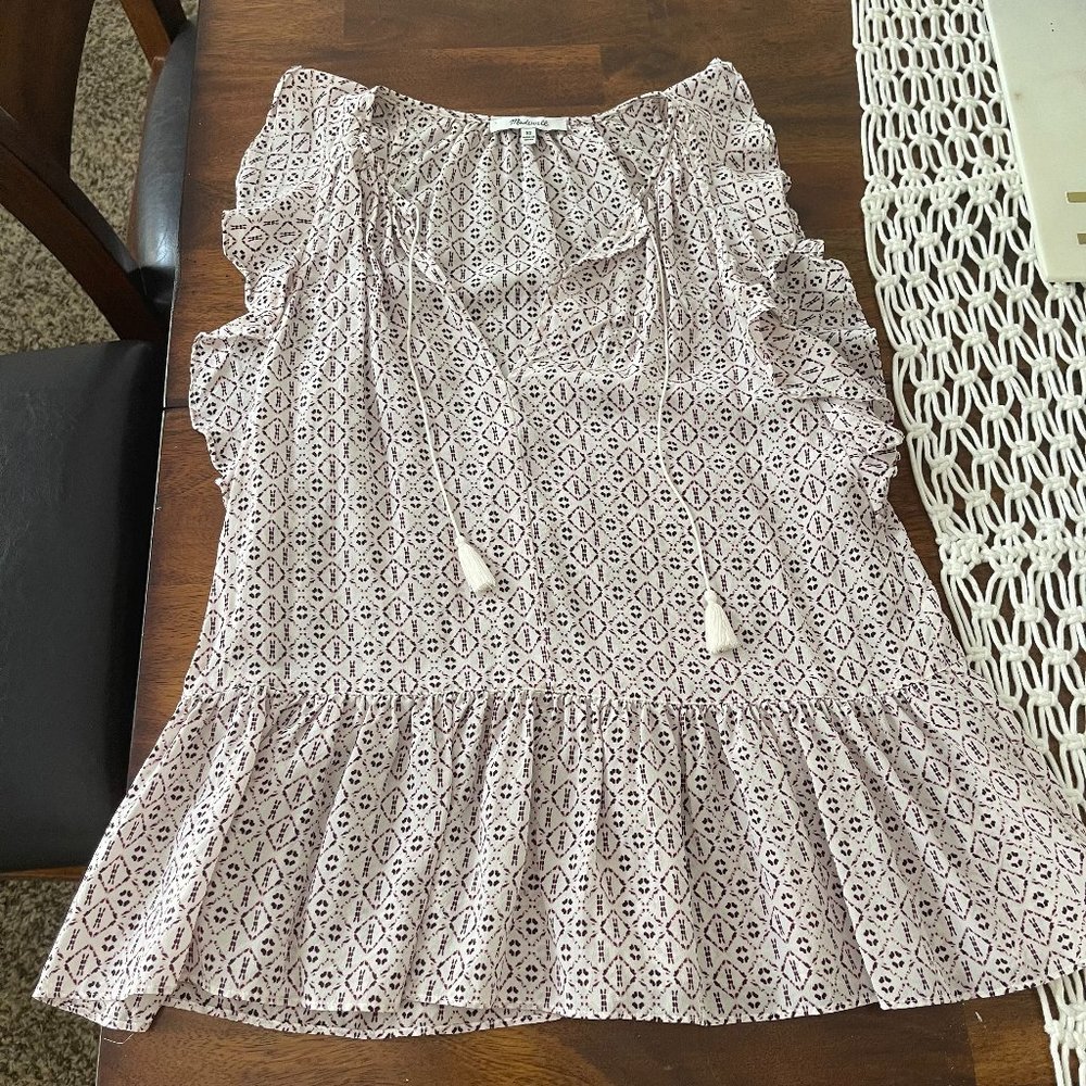 Madewell Flutter Sleeve Silk Top